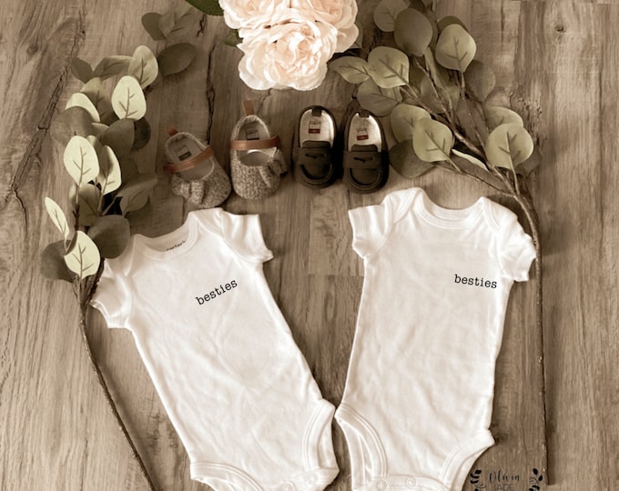 Besties baby onesies ® ; Custom Onesie® ; Personalized Onesie ; Baby shower gift ; Baby bodysuit ; twin baby onesie ; baby bodysuit