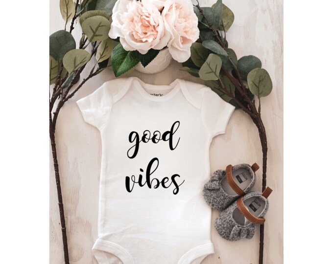 GOOD VIBES baby onesie ; Custom Onesie® ; Personalized Onesie ; Baby shower gift ; Baby bodysuit