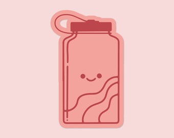 Cute Water Bottle Sticker | Durable Matte Waterproof Sticker | Water Bottle Sticker Laptop Decor | Happy Smiling Illustration| Bundle & Save
