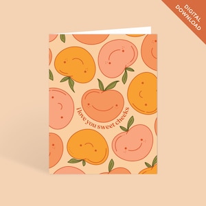 Je t'aime carte d'anniversaire imprimable | d'anniversaire imprimable fruit pêche | Carte de voeux imprimable en téléchargement numérique immédiat