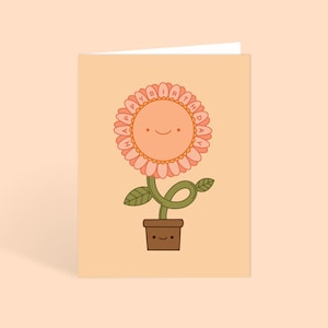 Happy Birthday Flower Greeting Card with Envelope | Blank Inside | Cute Smiling Daisy Petal Illustration | Birthday Card