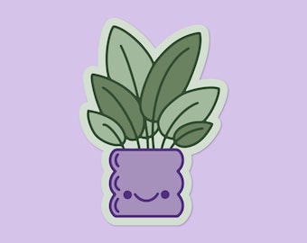 Cute House Plant Sticker | Durable Matte Waterproof Sticker | Potted Plant Sticker Laptop Decor | Happy Smiling Illustration | Bundle & Save