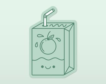 Cute Juice Box Sticker | Durable Matte Waterproof Sticker | Juice Sticker Laptop Decor | Happy Smiling Illustration Sticker | Bundle & Save