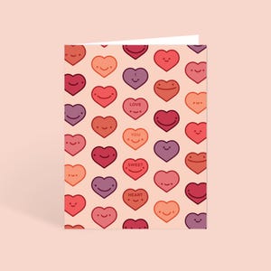 Je t'aime Sweet Heart carte avec enveloppe | Blanc à l'intérieur | Illustration mignonne de bonbon souriant | Anniversaire, Anniversaire, Saint Valentin