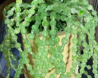 Succulent Beaded plant, green string of pearls beaded faux plant sun catcher gift for birthday, teacher or mother free shipping