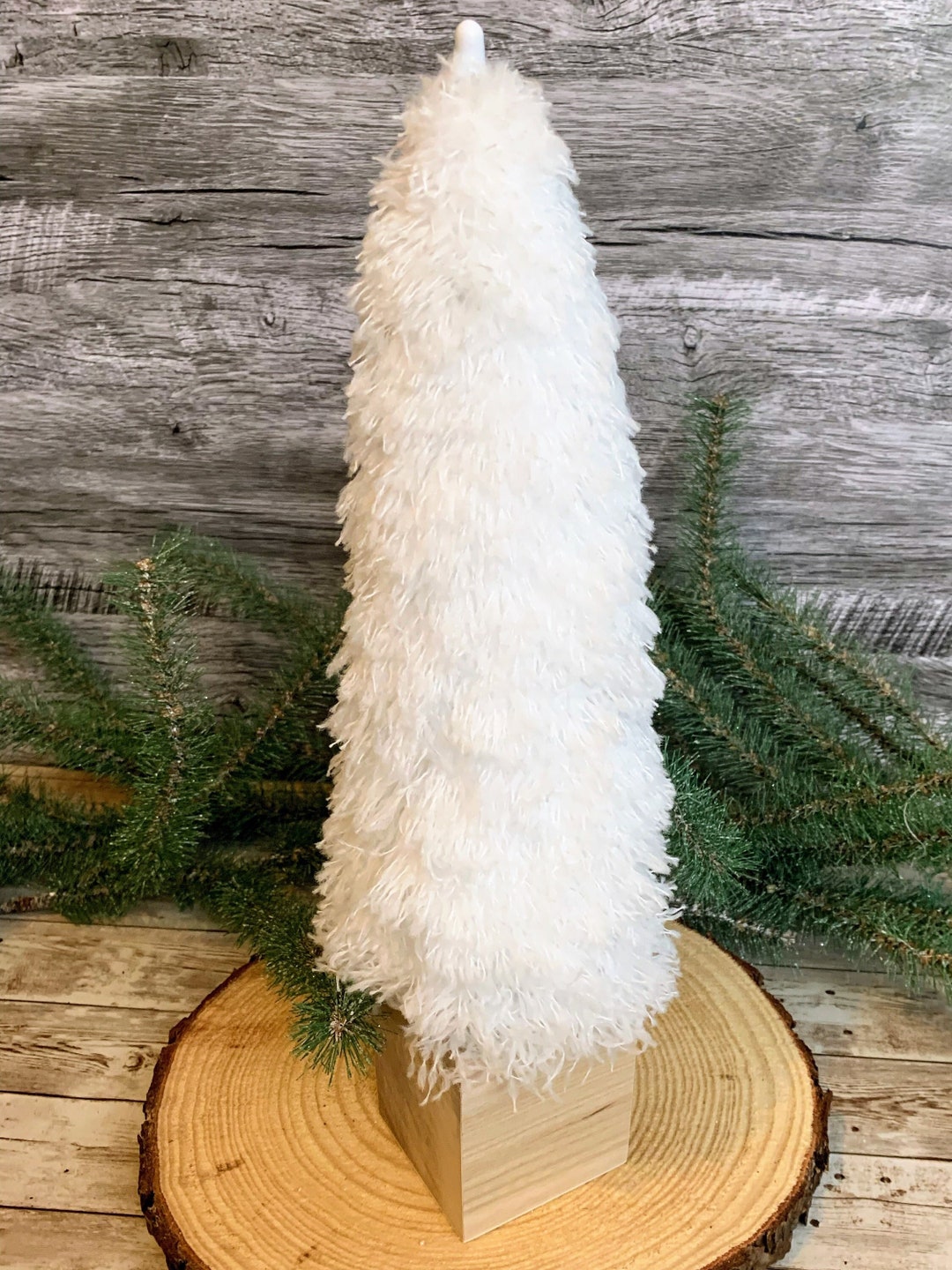 White Fur Christmas Tree, Fur Tree, Shabby Chic Christmas Tree, White