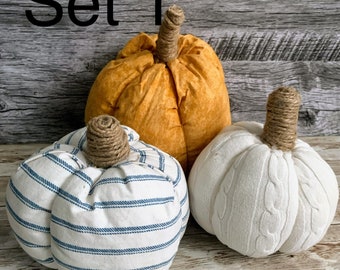 Fabric Stuffed Pumpkins, Fall Decor Centerpiece