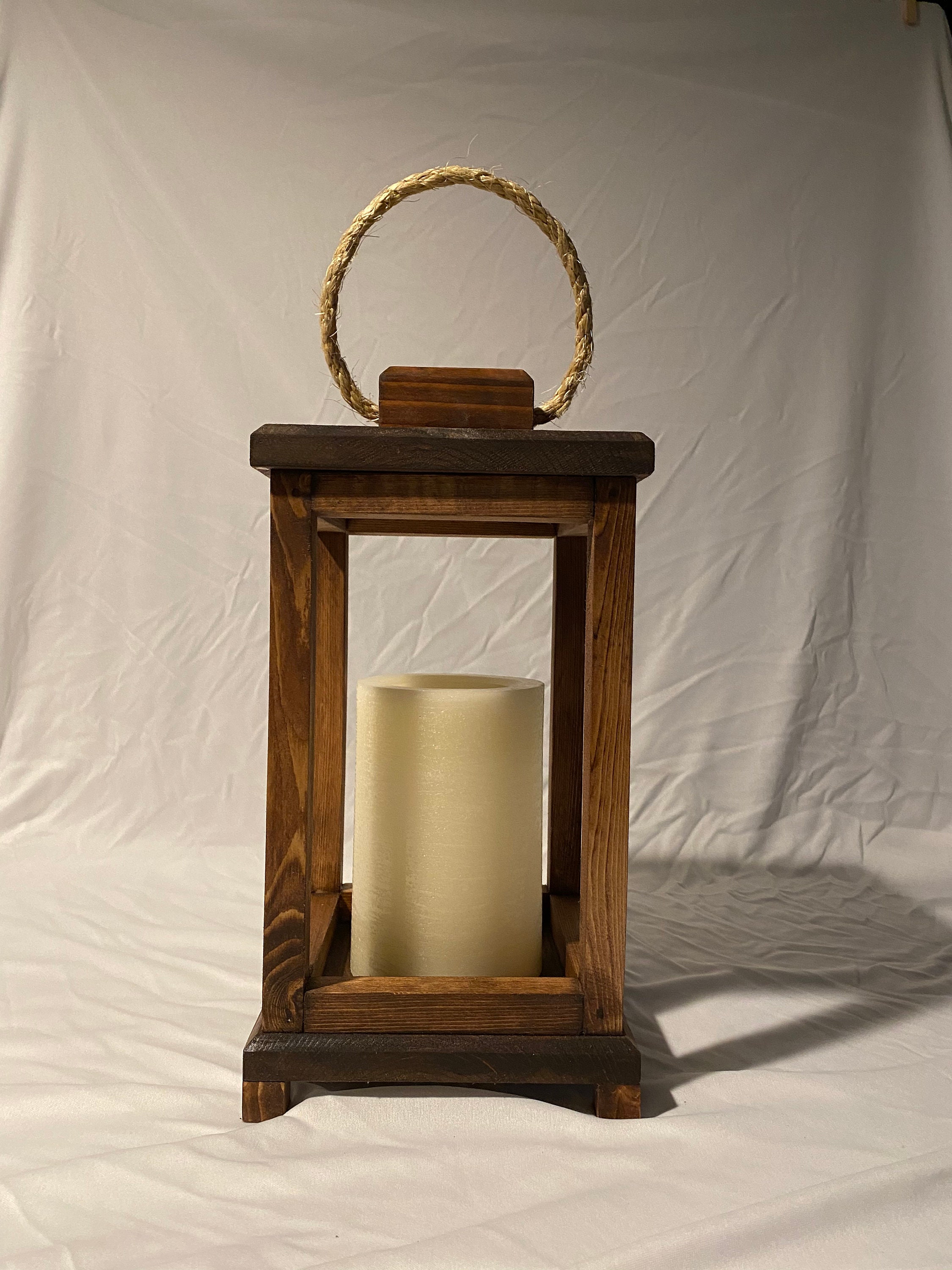 Wooden Lantern with rope handle Etsy