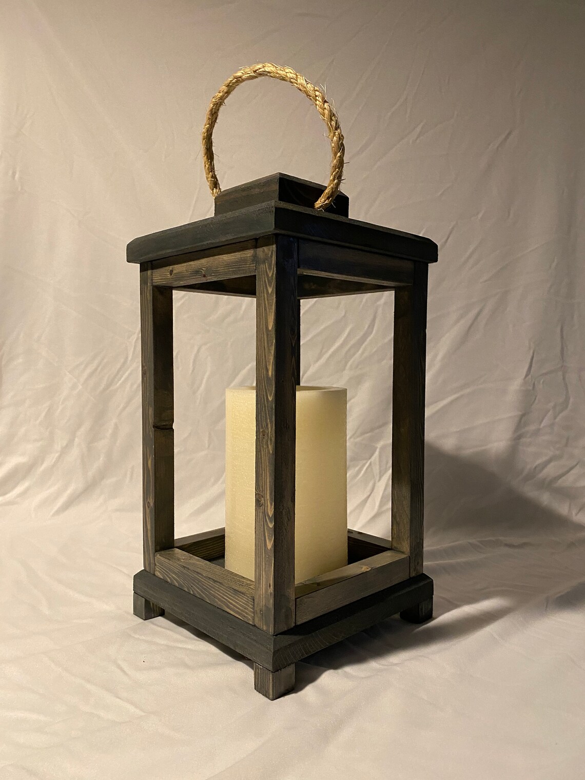 Wooden Lantern with rope handle Etsy