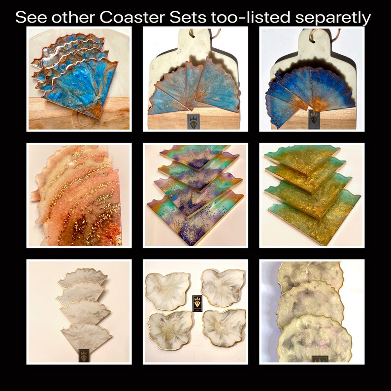 Handmade Round Unique Epoxy Resin Coaster Sets Functional Art Gold gilded Fluid Art