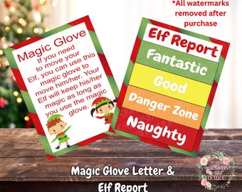 Printable Naughty & Nice Chart For Christmas Elf, Magic Glove Letter, Instant Download, Christmas Behavior Chart | Print-at-Home