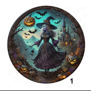 Wicked Witch Haunted House Full Moon Scary Fantasy Bats Happy Halloween Pumpkins Spooky Wreath Sign