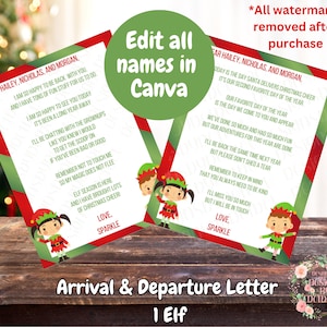 Printable Personalized Elf/Elves Hello & Goodbye letter, Instant Download,  Edit your names with Canva | Print-at-Home