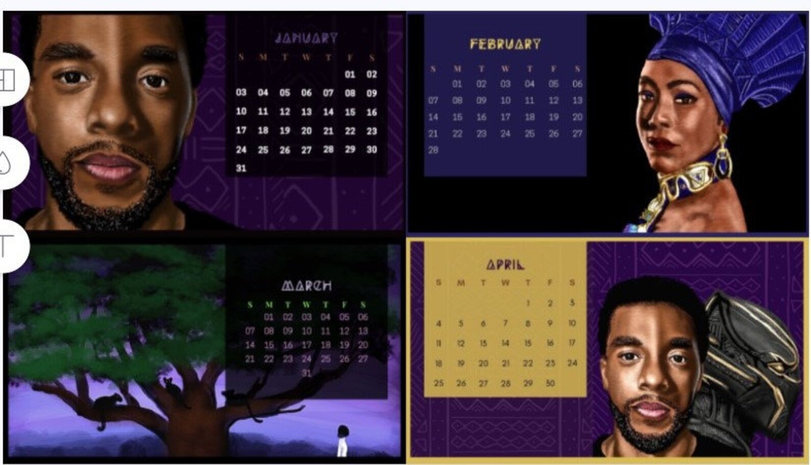 Desktop Calendar African American Art African Office Decor | Etsy