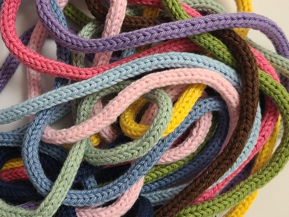 Cotton Tricotin Cord – 25 Colors Knitted Tubular Yarn, I-Cord for DIY Decor, Nursery Wall Art, Macrame, Craft Rope