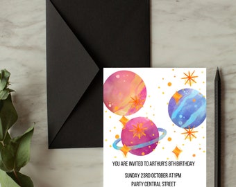 Birthday Invite | Space Birthday | Instant download | Editable template | Children's party | Canva | Planets | Outer Space | Solar System