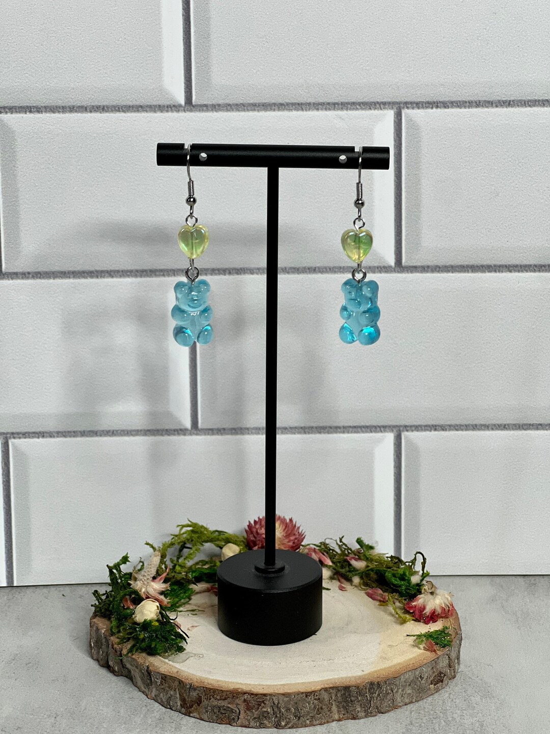 KTG24 Ohrringe Gummibär - Süße Teddybär Anhänger In Hellgrün, Made In Germany