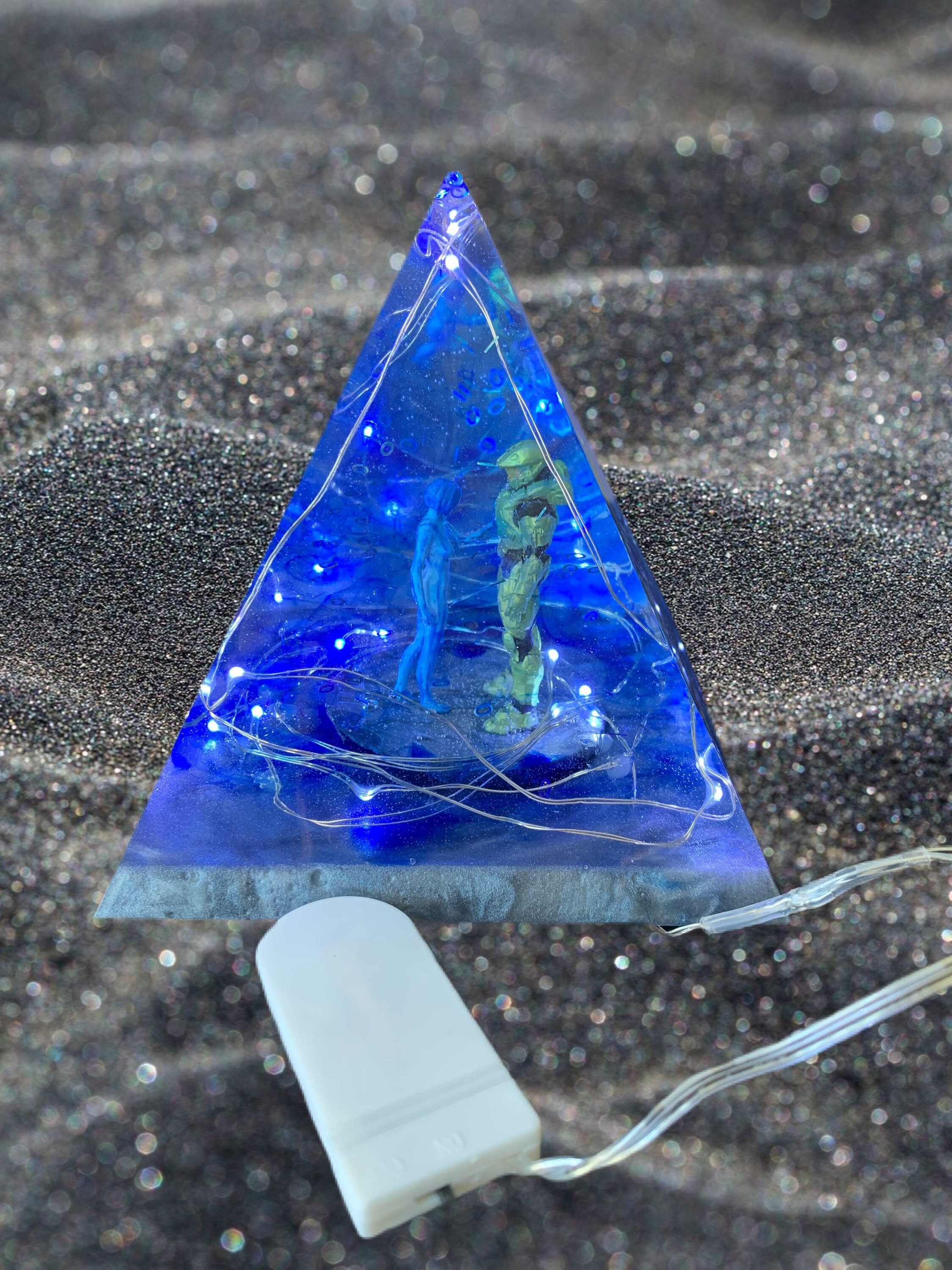 Halocron Halo resin pyramid master Chief Cortana led lights Etsy