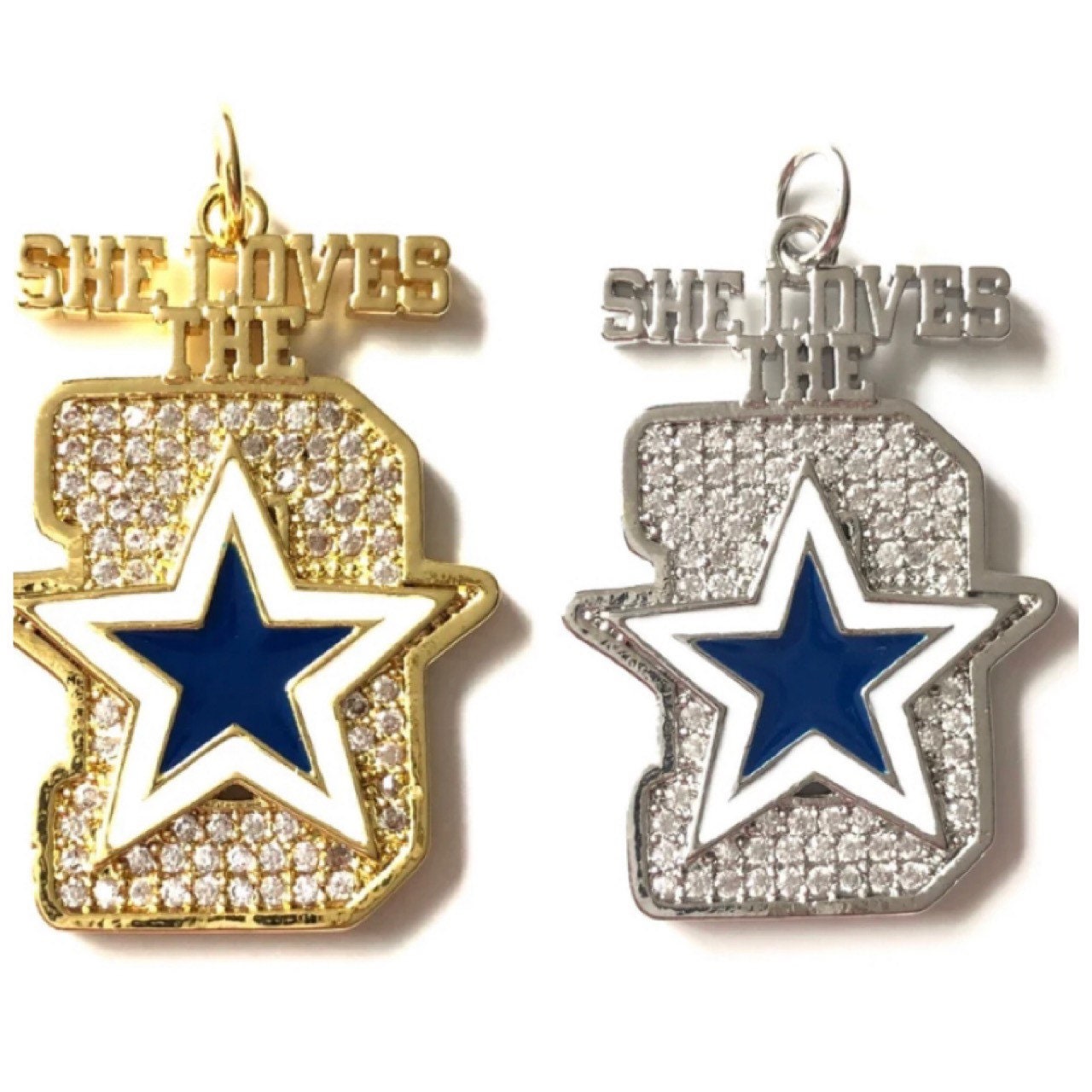 Ciondolo Dallas Cowboys Placcato Oro 24k &ndash; Gioiello Tifoso, Regalo Ventaglio