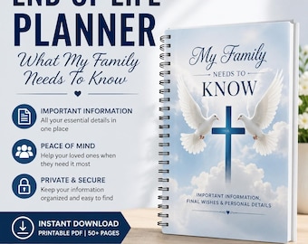End of Life Planner | Final Wishes Workbook | Emergency Information Binder | Estate Planning Organizer | What My Family Needs to Know