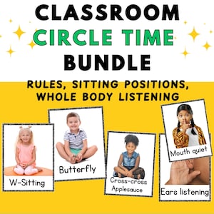 Circle Time Rules & Sitting Positions Cards visuals, Whole Body Listening | rug, carpet  Pre-k, kindergarten, Classroom Behavior, printable
