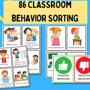 Classroom Behavior Sort, Sorting Activities Toddlers, Preschoolers, Daycare, PreK, Kindergarten, Good Bad Choices, Positive Negative, Rules
