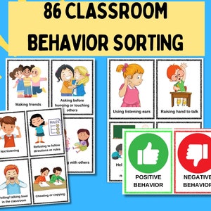 Classroom Behavior Sort, Sorting Activities Toddlers, Preschoolers, Daycare, PreK, Kindergarten, Good Bad Choices, Positive Negative, Rules