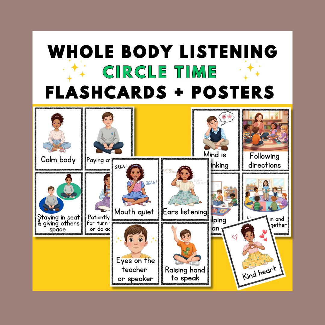 Classroom Circle Time Rules Visuals and Rules | Whole Body Listening ...
