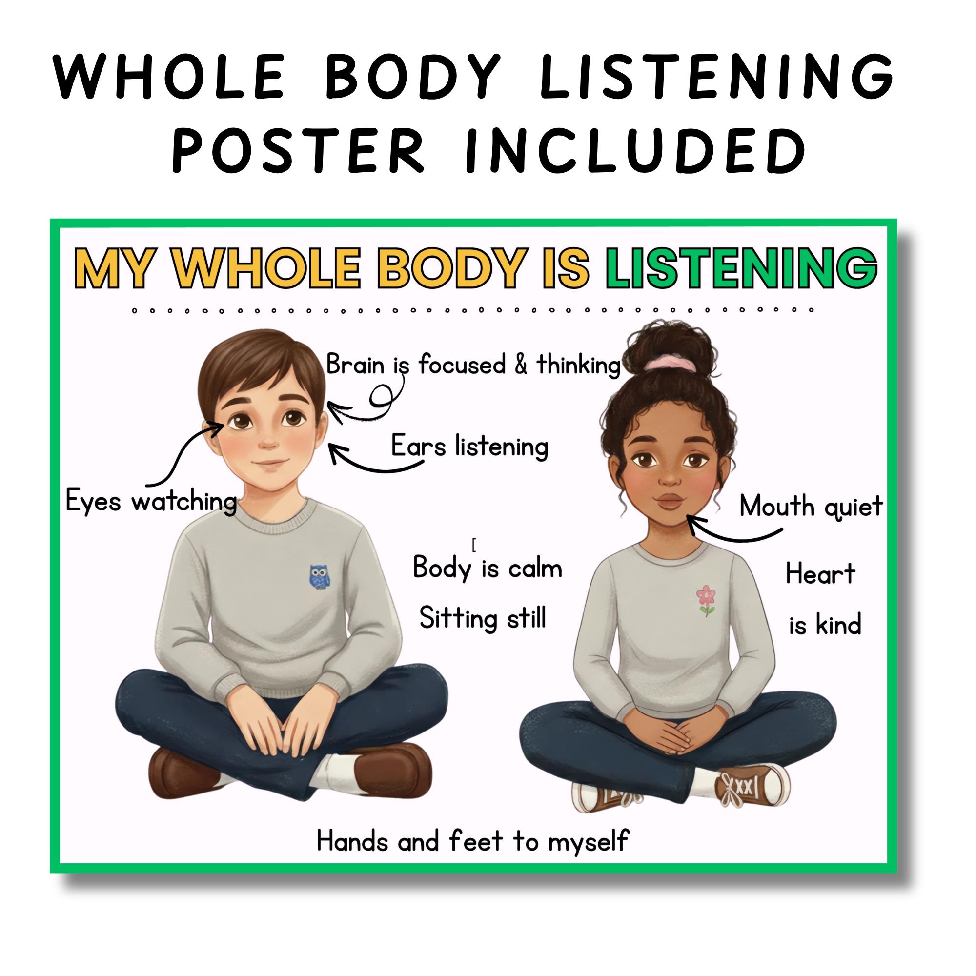 Classroom Circle Time Rules Visuals and Rules | Whole Body Listening ...