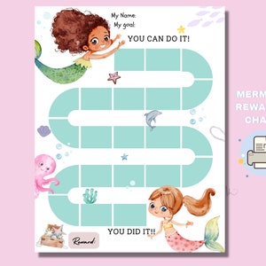 Mermaid Reward Chart Printable For Girls, Mermaid Behavior Chart For Kids, Mermaid Chore Chart, Cute Under the Sea Sticker Chart, Discipline