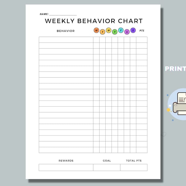 Students Behavior Chart Etsy