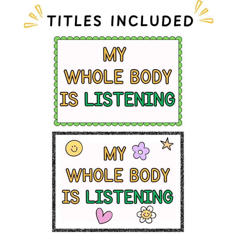 Classroom Circle Time Rules Visuals and Rules | Whole Body Listening ...