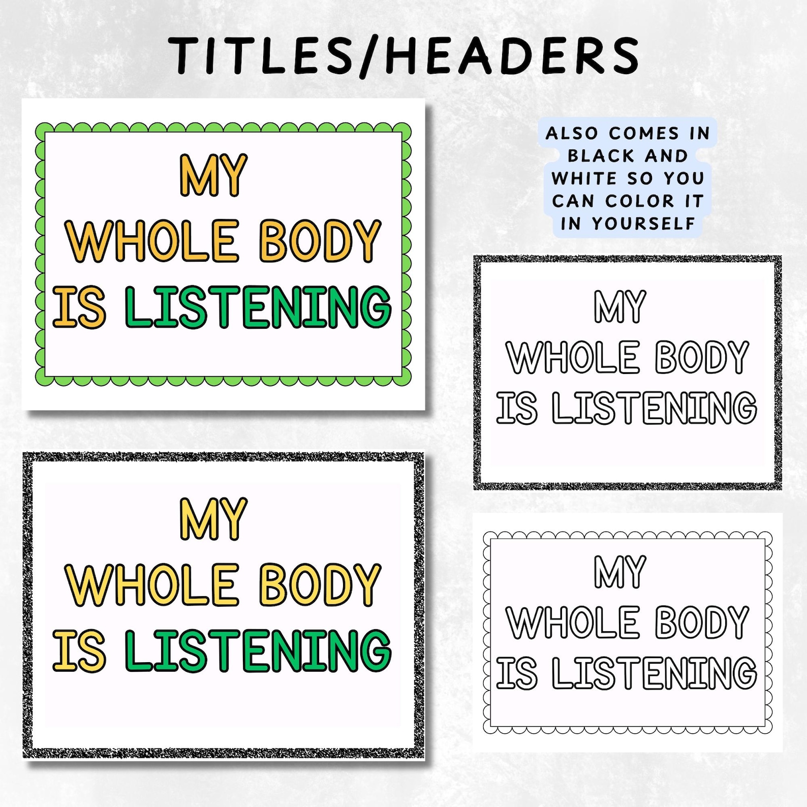 Whole Body Listening Visual Poster for Kids | Classroom Rules Visual ...