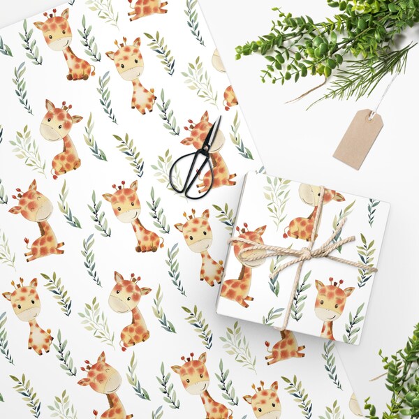 Baby giraffe Wrapping Paper baby shower wrapping paper baby gift wrapping gender neutral wrapping paper cute giraffe items baby giraffe deco