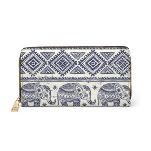 Cartera con cremallera de elefante Cartera con estampado de elefante Cartera boho