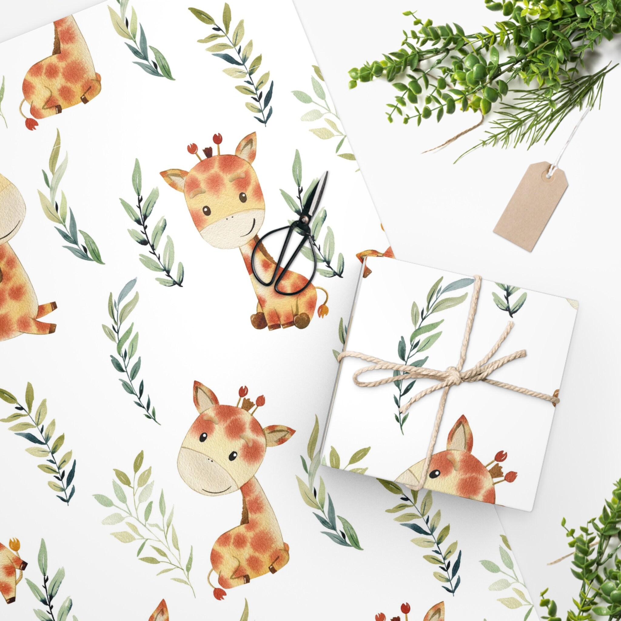 Baby Giraffe Wrapping Paper Baby Shower Gift Baby Gift Etsy