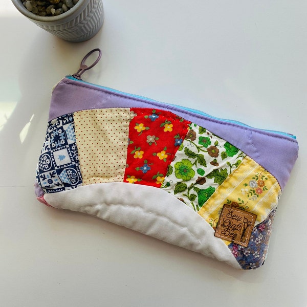 Upcycled Quilt Handbag Clutch | Quilt Bag | Handmade Quilt Bag | Recycled Quilt Zippered Pouch | Holiday gift