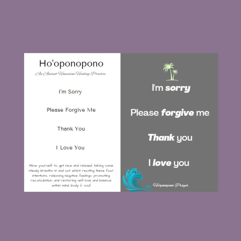 Ho'oponopono Healing Hawaiian Prayer Instant Download Etsy UK