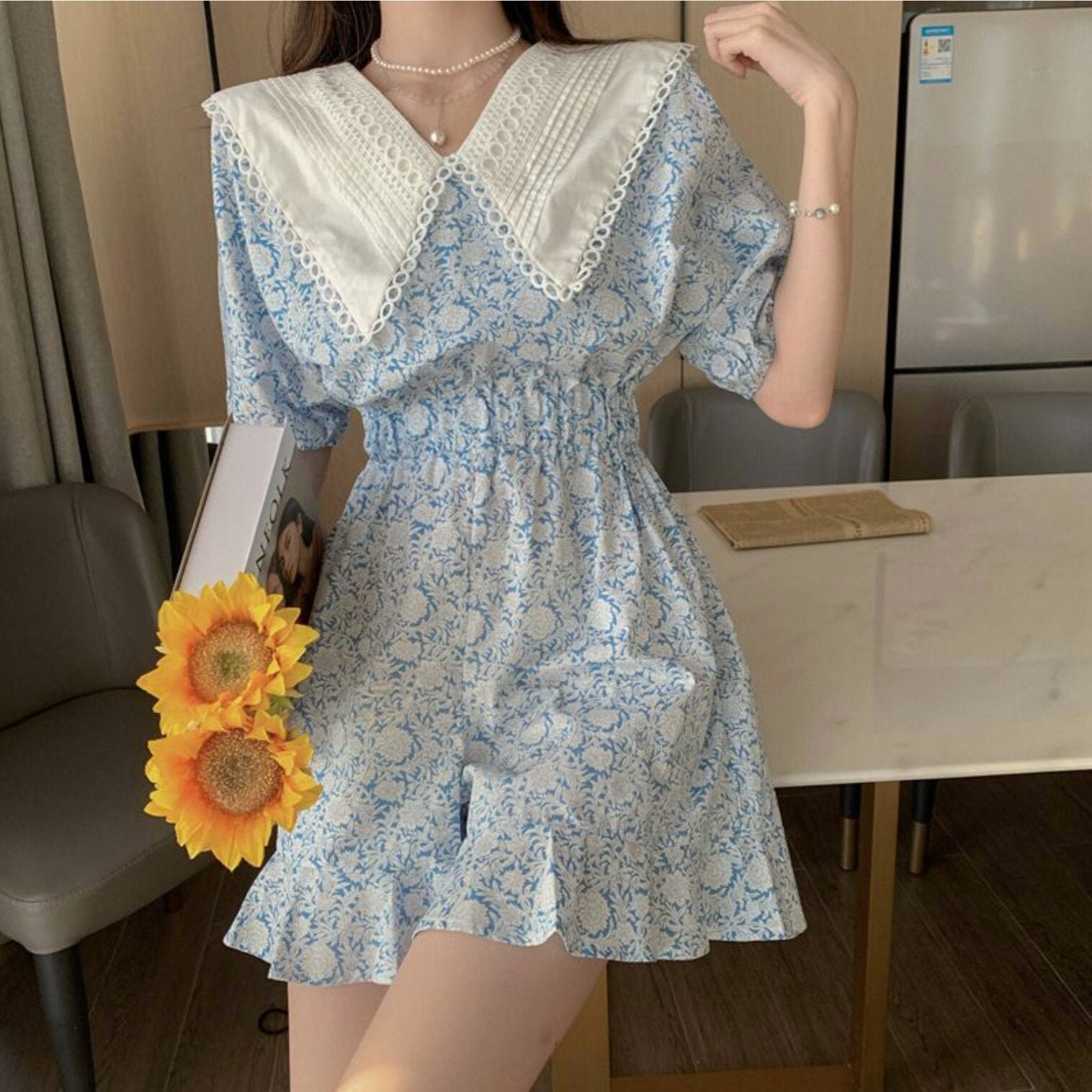 Vintage Large Collared Romper Cottagecore Harajuku Short Etsy