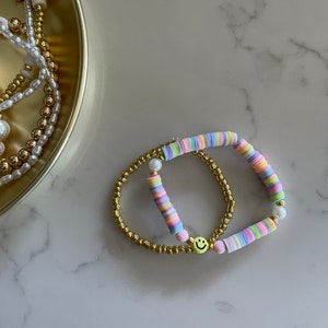 Pastel Smiley Bracelet Set