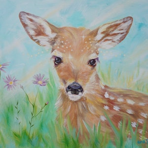 Print Deer Art, Deer Art, Buck Art, Giclee Fine Art Print, Whimsical Art Deer