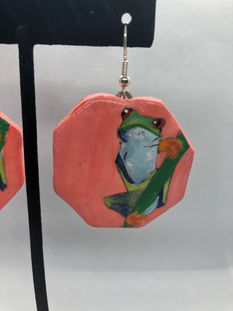 Hand Painted Frog Earrings