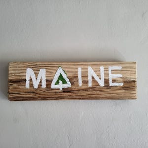 Maine Wood Camp Sign / Reclaimed Barn Wood / New England Wood Decor / Rustic Maine Decor / Rustic Maine Sign / Handmade Folk Art