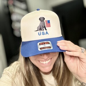 USA Dog Hat – Patriotic Trucker Hat with Lab Embroidery