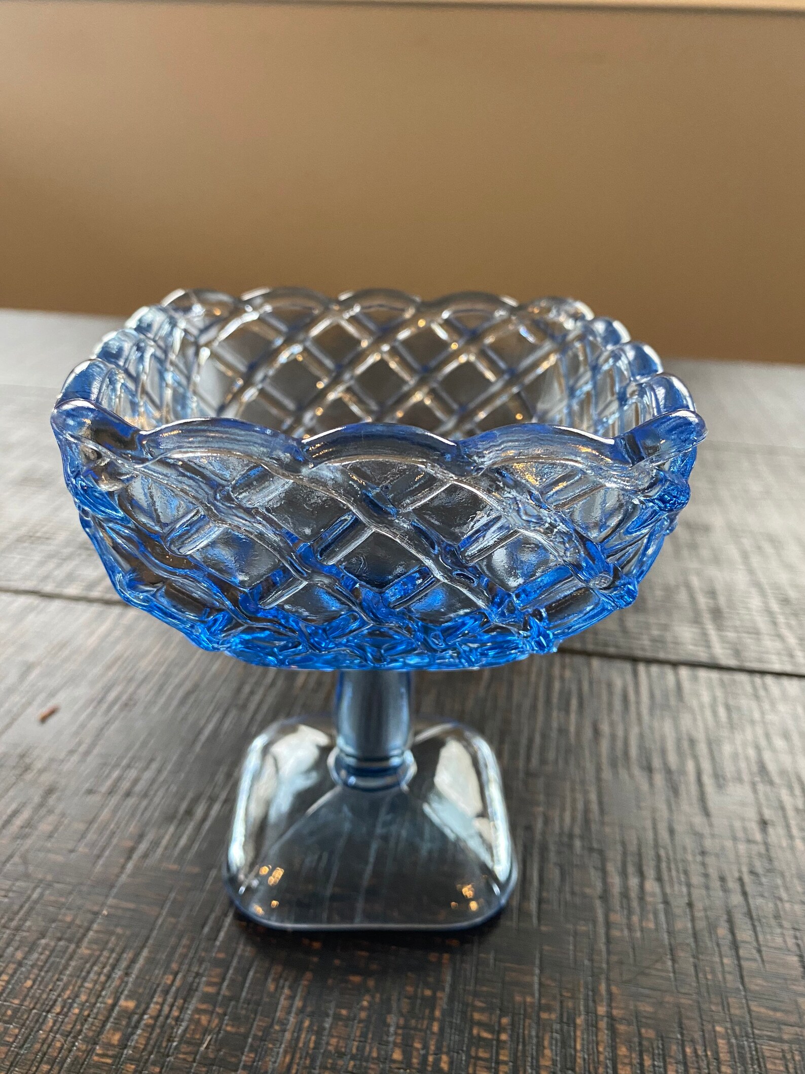 Set of vintage blue candy dishes. Etsy