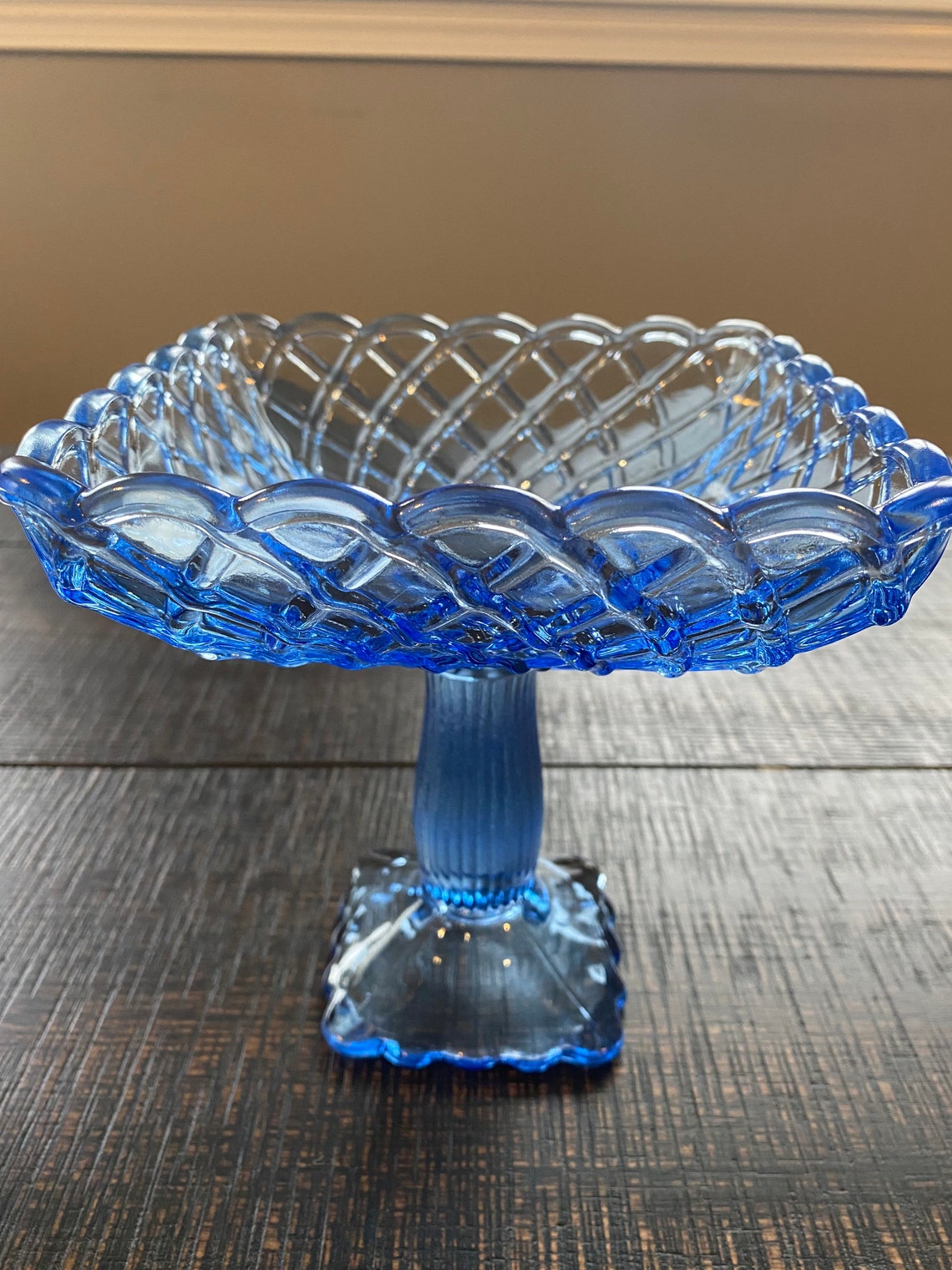 Set of vintage blue candy dishes. Etsy