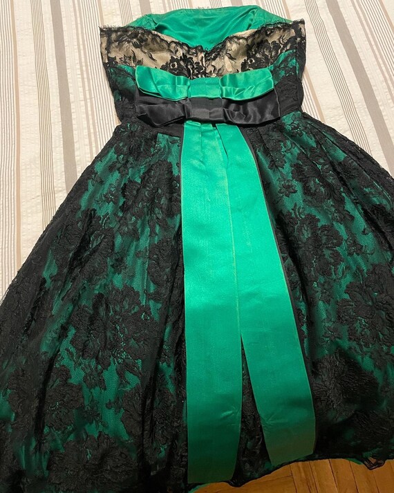 1950s black & green lace party dress - image 1