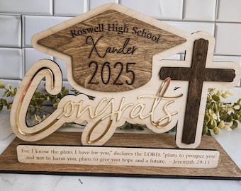 Personalized Christian Graduation Display: Engraved Grad Decor