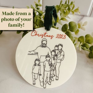Custom Portrait Ornament, Personalized Family Photo Ornament, Family Christmas Ornament, Unique Family Gift, Family Portrait Illustration