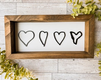 Custom Hand-Drawn Hearts Sign: Family Art, Gift for Mom